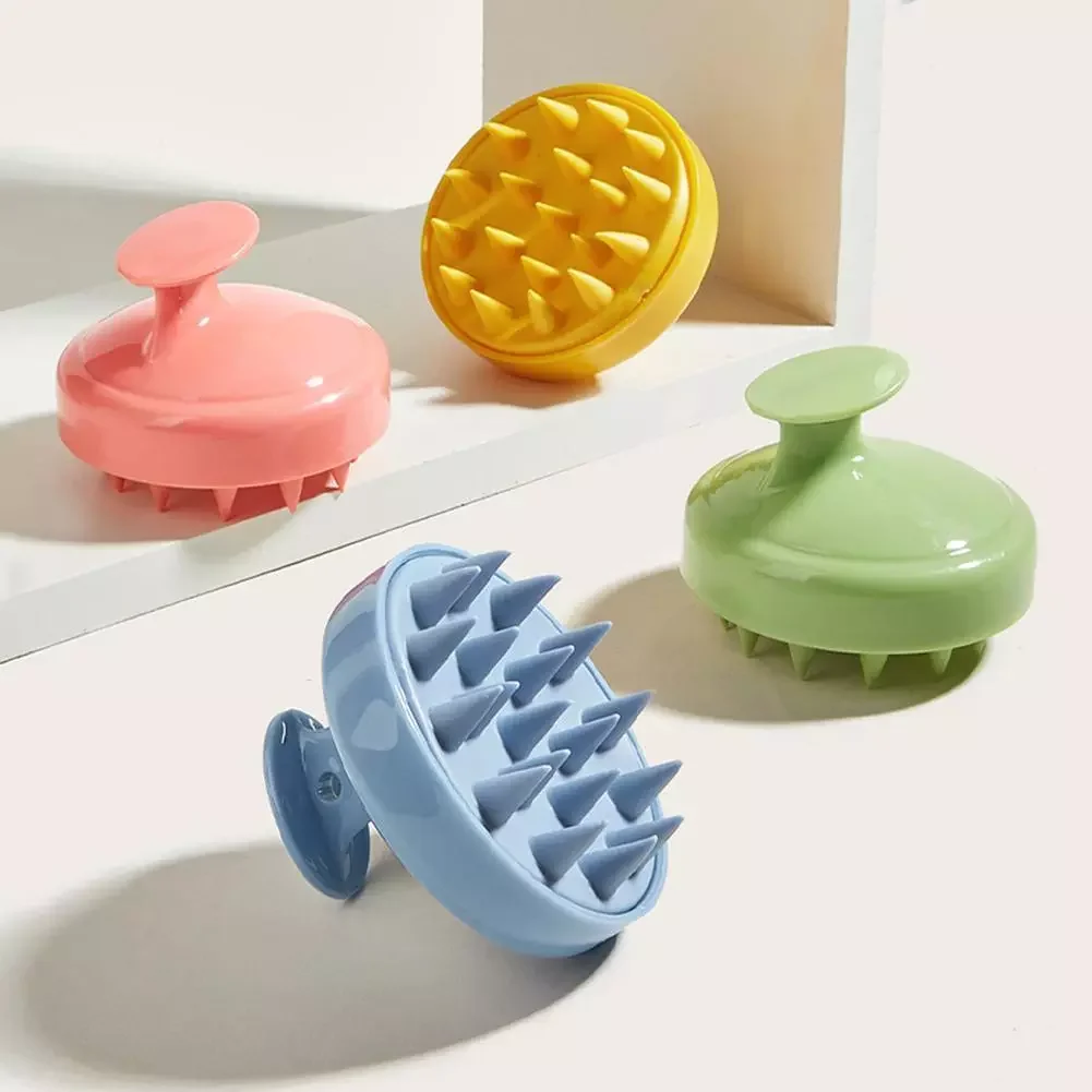 

НОВАЯ щетка для шампуня, домашняя Милая силиконовая щетка для мытья волос, щетка для сухого и влажного массажа с ручкой для детских кистей д...