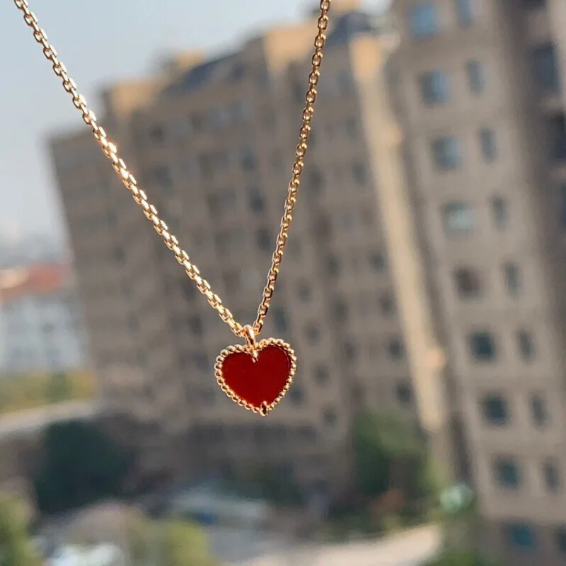Модное ожерелье с подвеской в виде красного сердца для женщин и девушек