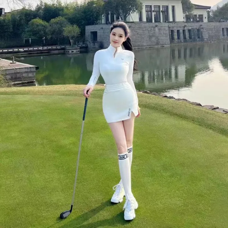 

Summer New Golf Women's Wear Long sleeved Sunscreen Quick Drying Breathable Sports Tight Elastic Golf T-shirt Golf Skirt
