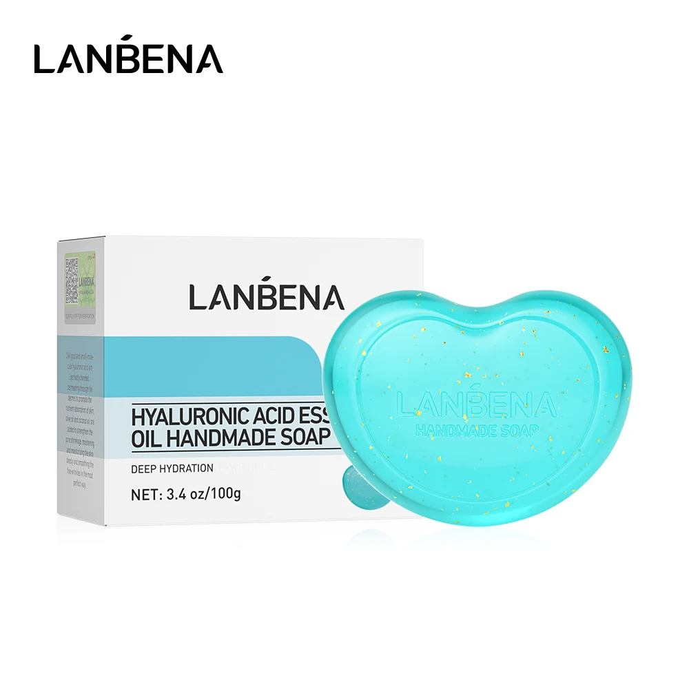 

LANBENA Facial Cleansing Handmade Soap 24k Gold Tea Tree Oil Hyaluronic Acid Essential Seaweed WHITENING Acne Repair Clean Tools