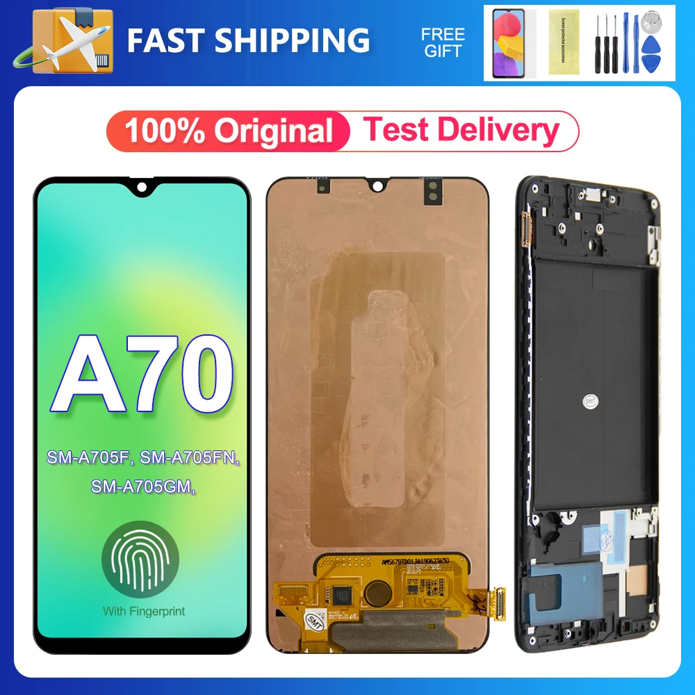 

100% протестированный Оригинальный ЖК-дисплей 6,7 дюйма для Samsung Galaxy A70 A705 A705F SM-A705MN, сенсорный экран, дигитайзер в сборе, сменная деталь