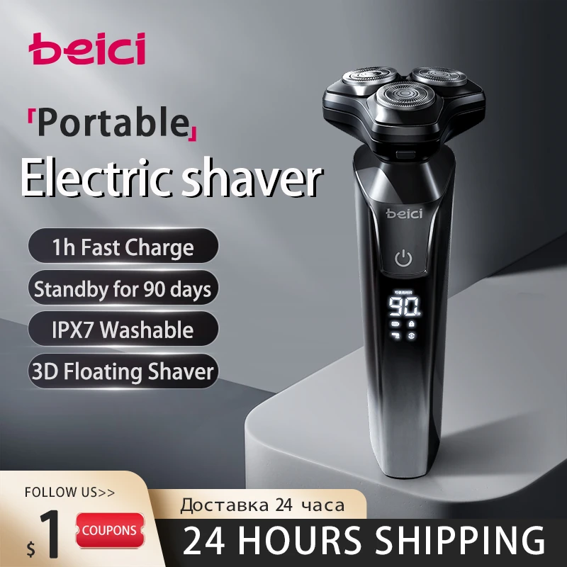 Beici Electric Shaver For Men 3D Powerful Electric Beard Trimmer USB Rechargeable Waterproof Portable Hair Cutter Razor Clipper