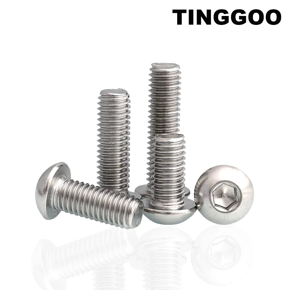 

5/50pcs ISO7380 M1.6 M2 M2.5 M3 M4 M5 M6 M8 304 A2-70 Stainless Steel Hex Hexagon Socket Button Round Head Screw Bolt L= 3-100mm