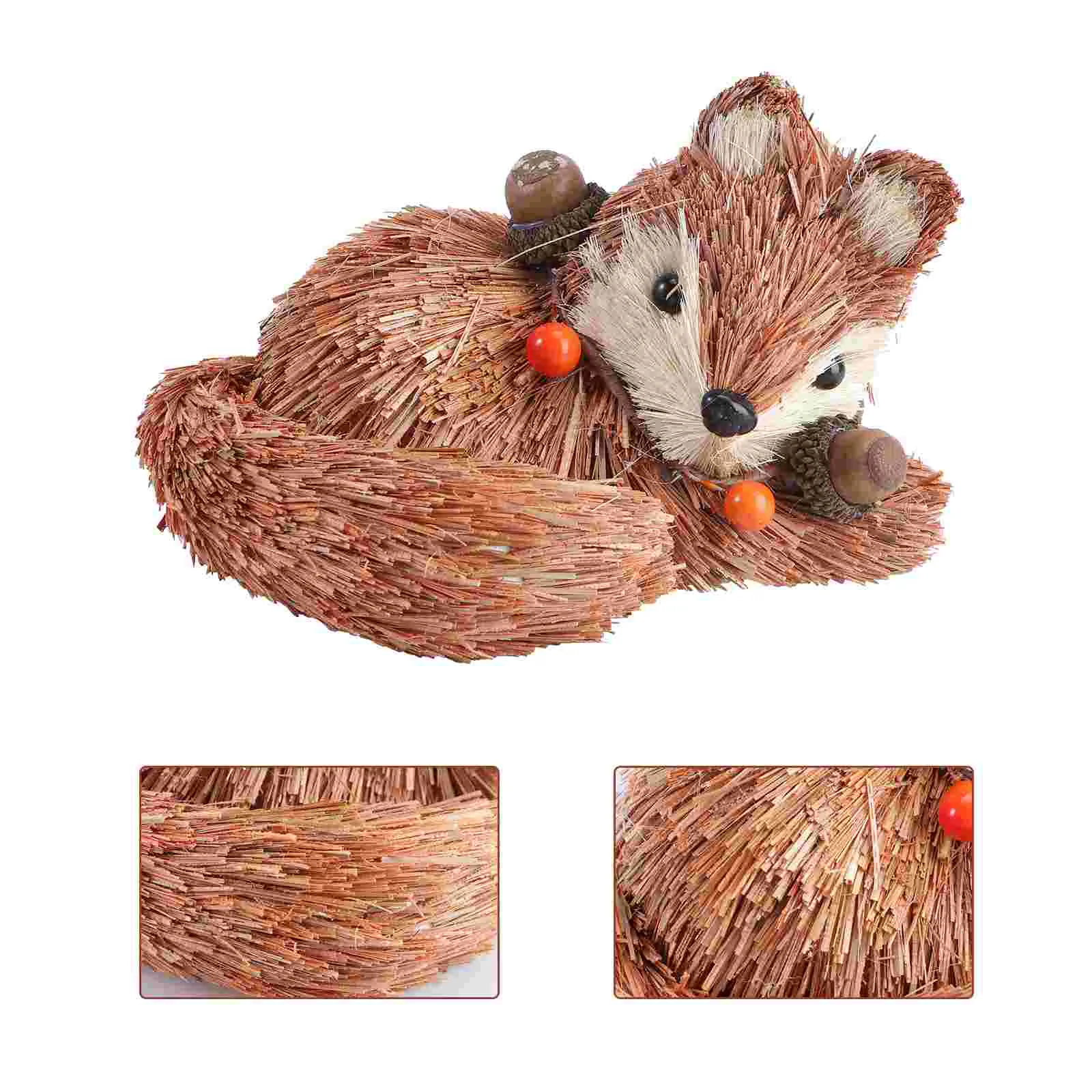 

Fox Animal Decor Straw Figurines Easter Ornaments Woven Figurine Ornament Desktop Statue Woodland Animalsfigures Figure Resin