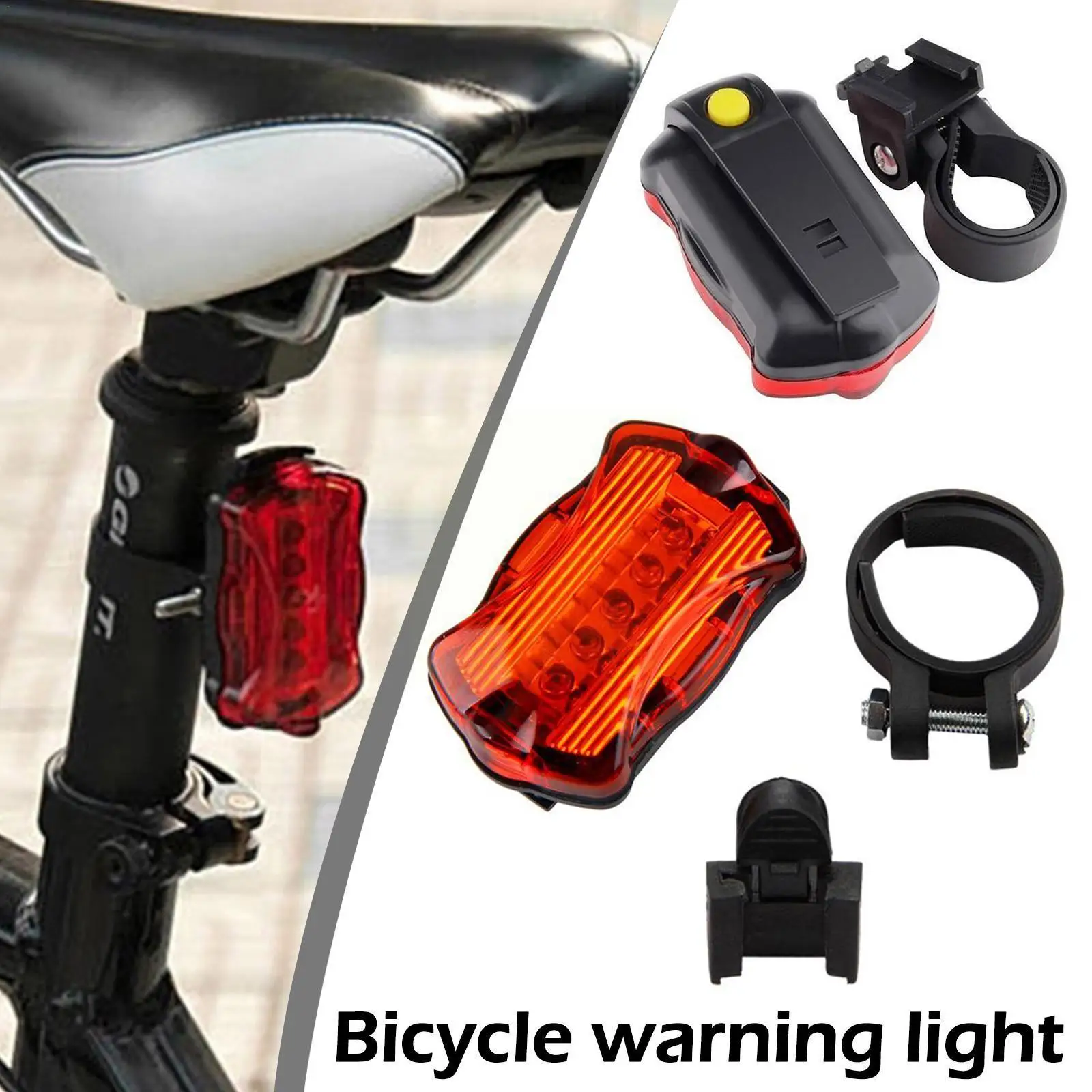 

Bicycle Taillight Rear With Battery 5 Led 7 Modes Bike Road Accessories Mountain Warning Light Cycling Safety Tail-lamp Bik A6o2