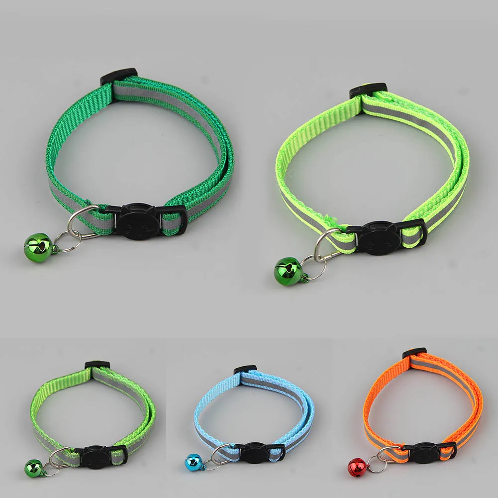 

Colorful Pet Cat Pet Kitten Collar Neck Bell Strap Adjustable Safety Reflective Ring Necklace Reflective Quick Release Buckle