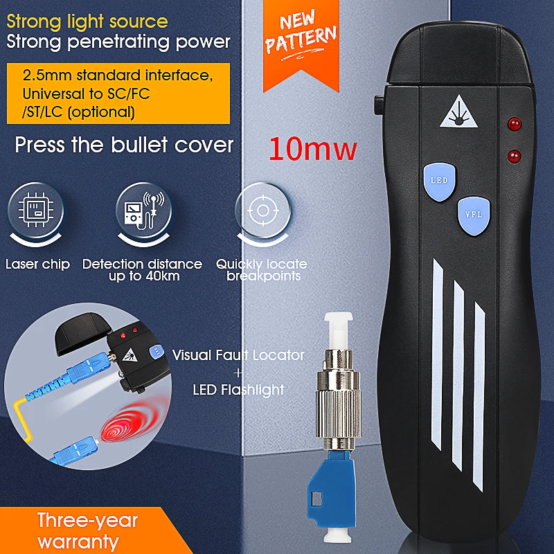

Free shipping portable Fiber Optic Cable Tester Micromorphism 10MW Red Light Visual Fault Locator Checker optical power meter