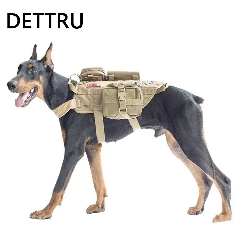 

DETTRU Outdoor Nylon Big Dog Harness Tactical Vest for Large Dogs Pitbull Military Army Dog Harness Hunting German Shepherd