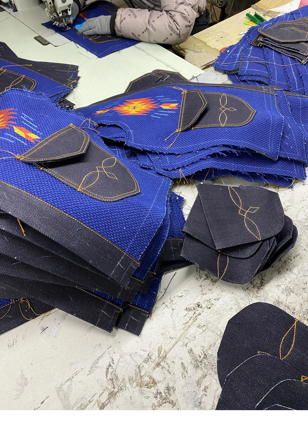 S017 Cidu Азиатский размер Индиго вышивка винтажный высококачественный супер