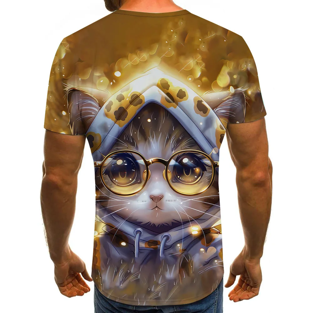 Футболка мужская с 3D-принтом модная тенниска круглым вырезом свободная