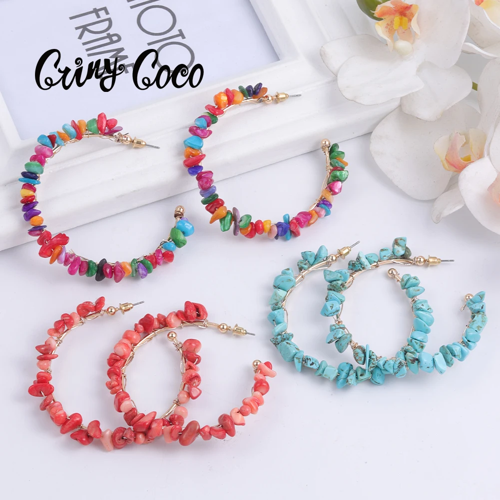 

Cring Coco Hoops Stone Earring Female Handmade Jewelry Earing Modern Women's Hoop modern women's earrings 2022 for Women Teens