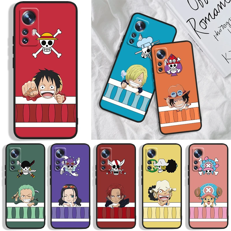 

Japanese anime One Piece Phone Case For Xiaomi Mi A1(5X) A2(6X) A3(CC9E) Play Mix 3 8 9 9T Note 10 Lite Pro SE Black luxury Soft