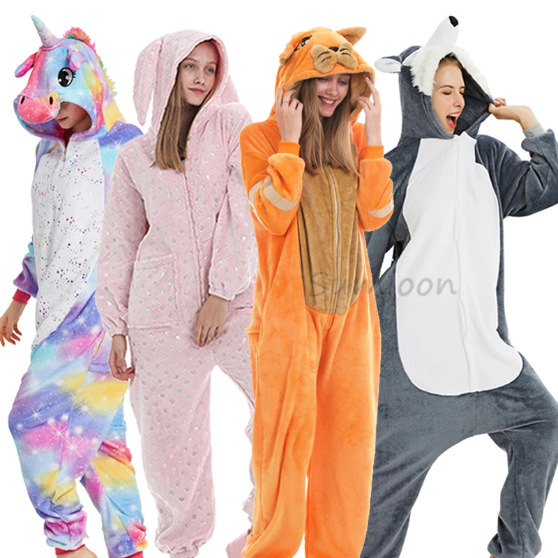 

Adults Animal Unicorn Pajamas Winter Sleepwear Kigurumi Panda Rabbit Wolf Pyjamas Women Onesies Anime Costumes Jumpsuit