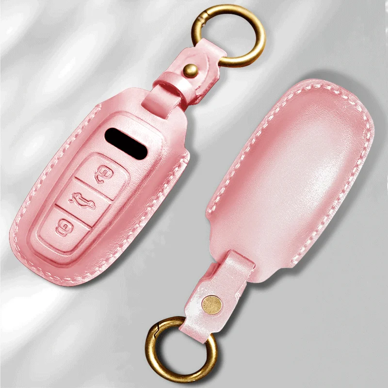 Автомобильный кожаный чехол для ключей Audi A8 A6 Q8 2021 2019 Q7 TT A4 B9 A7 TDI Quattro TTS Sline