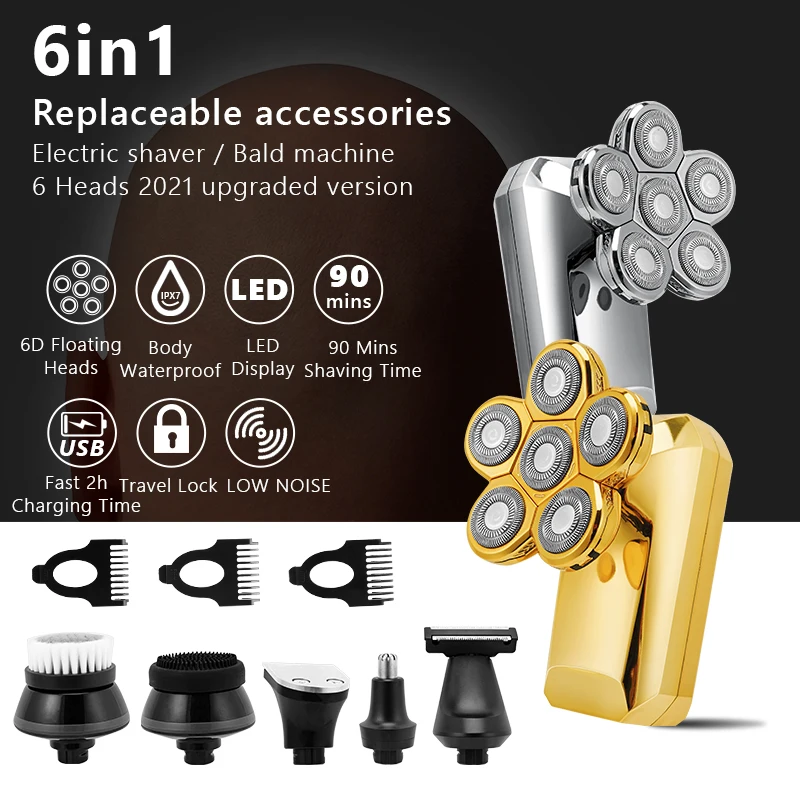 6 в 1 Мужской бритвенный триммер для бороды носа и ушей с плавающими головками |