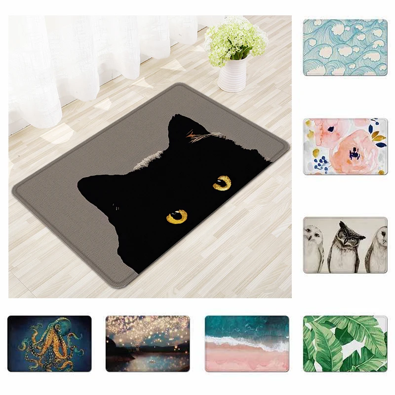 40x60cm door mat cute cat and dog print floor mat bedroom carpet non-slip kitchen bathroom door mat home decoration floor mat