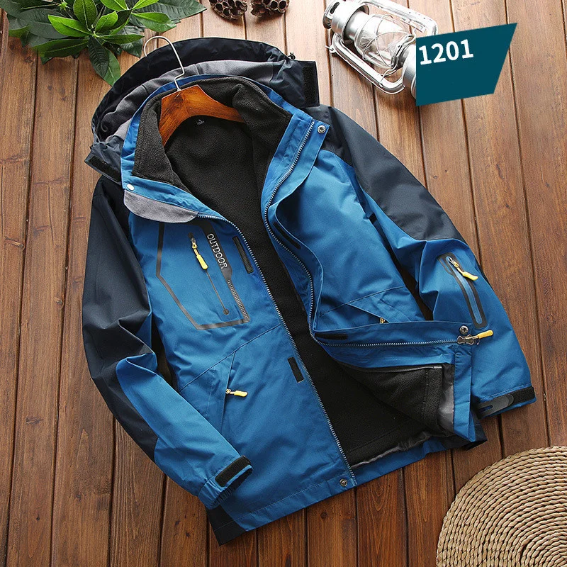 

Winter 2 In 1 Warm Jacket Sportwear Ski Camping Coat Softshell Waterproof Outdoor Jacket Men Windbreaker Climbing Hiking Coats