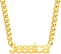 chainspro menwomen name plate necklaces custom name necklace with stainless steel cuban chain 182 adjustable gold plated