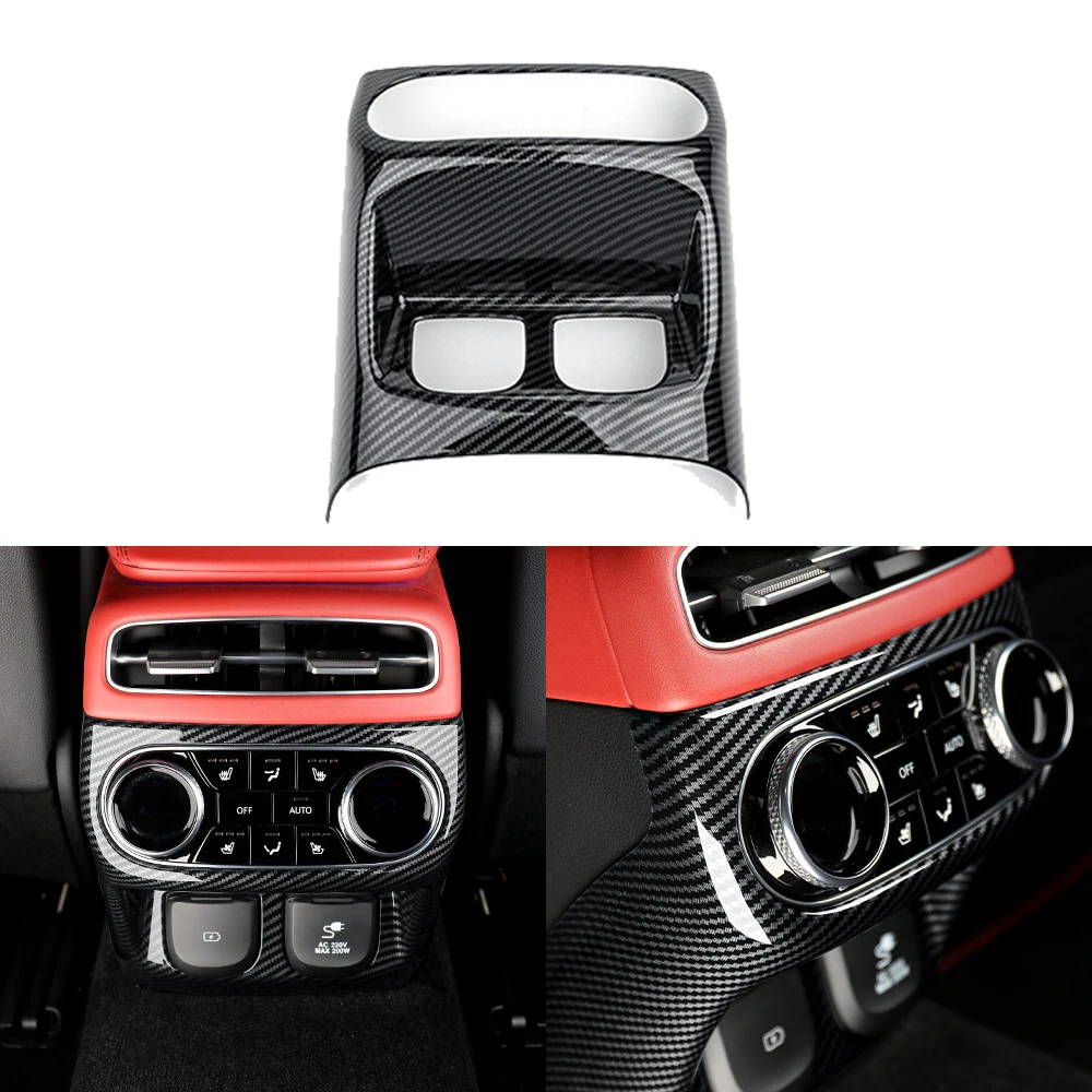 Car Accessories Interior Carbon Fiber Style ABS Rear Seat AC Vent Frame Cover Trim For Genesis GV70