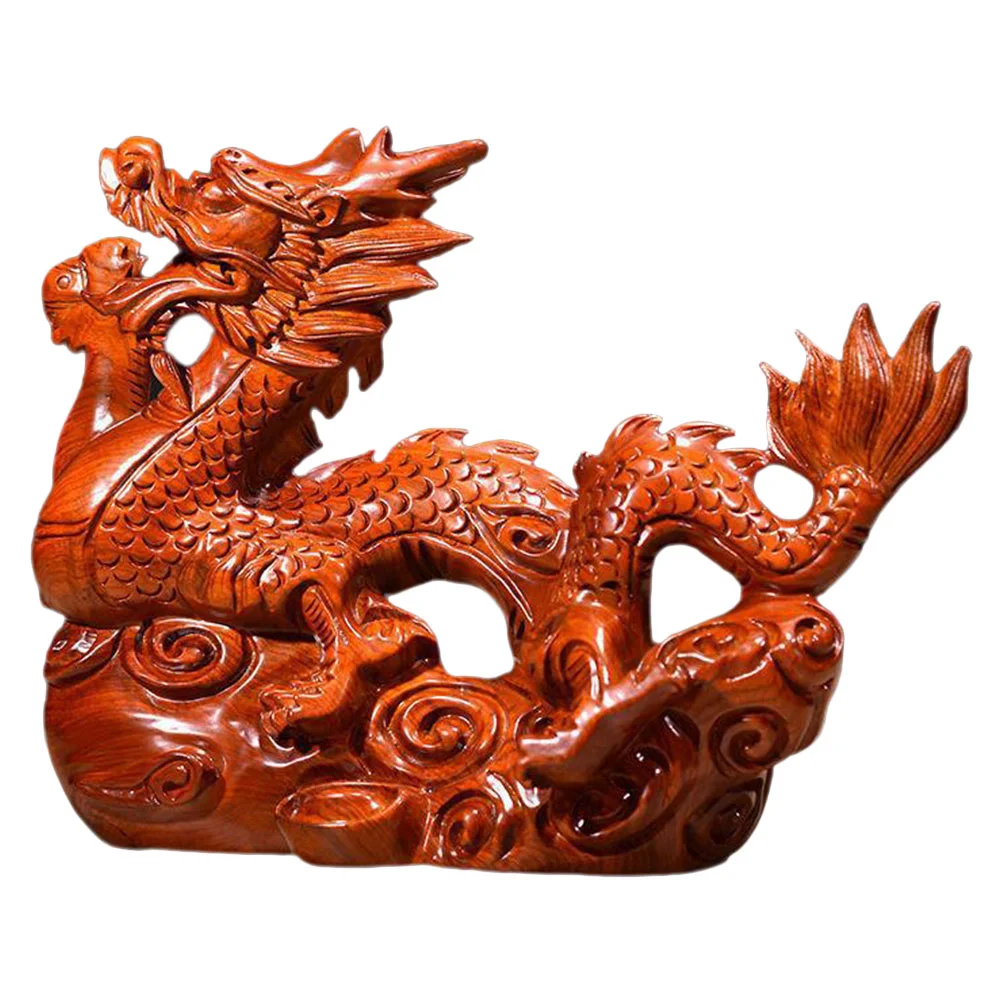 

Small Animal Decoration Car Wooden Craft Statue Adornment Dragon Shaped Figurine Modeling