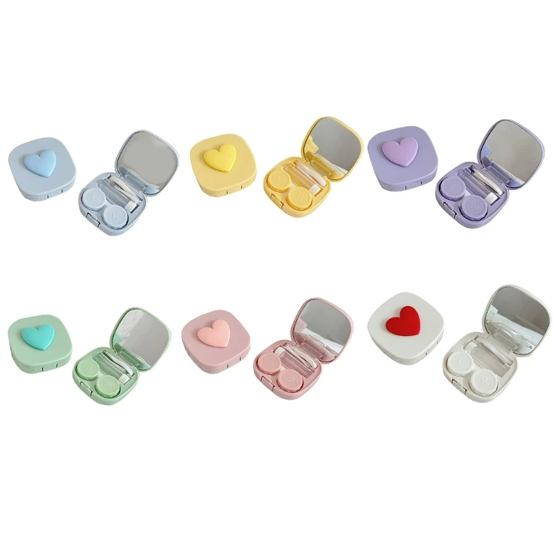

Portable Contact Lens Box Square and Heart Designs with Mirror Travel Easy Carry Travel Storage Container Pocket Drop Shipping