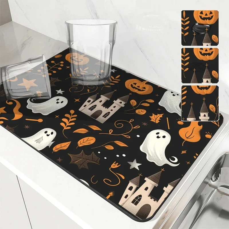VIKAMA Хэллоуин Мультфильм Тыква Ужас ПВХ Кофейный Коврик Кухонная Тарелка