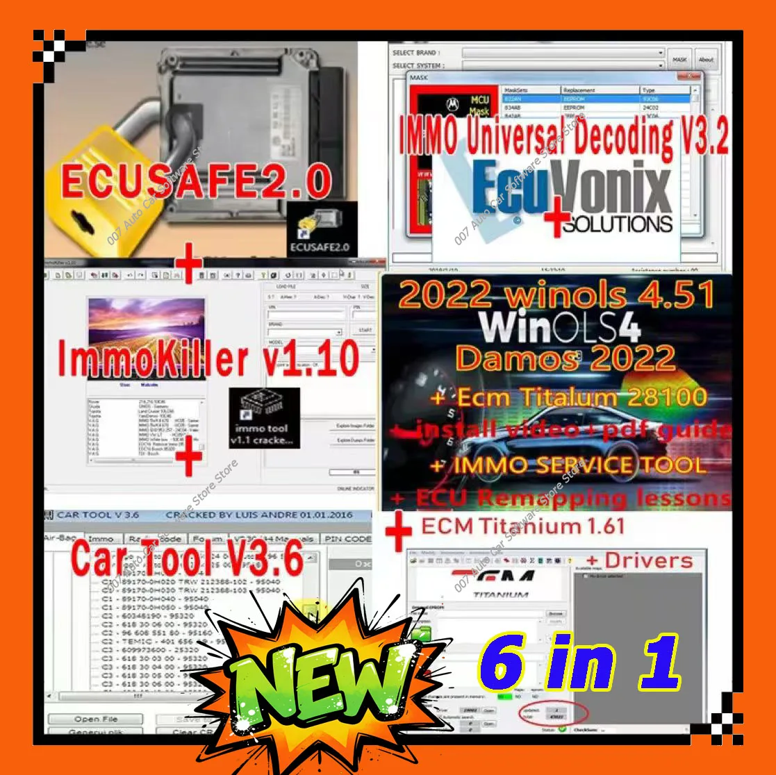 Фото Иммобилайзер с подушкой безопасности ECUsafe-Clear, автомобильный инструмент, IMMO Killer, универсальное декодирование V1.1, Winols V3.2, 4,7 ECM Титан 1,61 №1