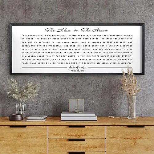 

Man In The 40\u201Dx20\u201D Framed Inspirational For Home Decor Sign Office Decor Motivational Signs (40x20 inch, Brown) Sh