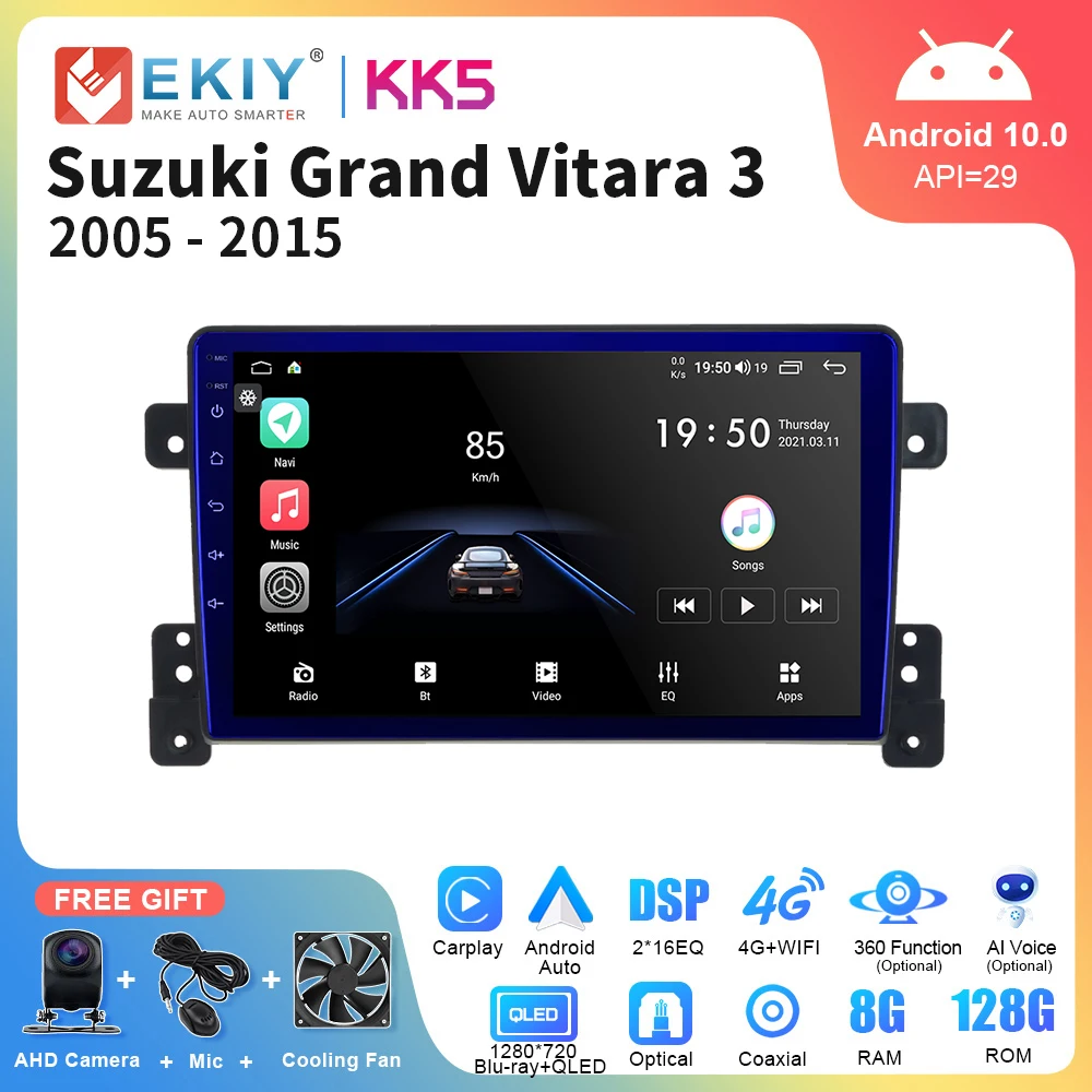 

EKIY KK5 8+128G For Suzuki Grand Vitara 3 2005 - 2015 Car Radio Multimedia Video Player Android Auto Carplay GPS Stereo 2Din DVD