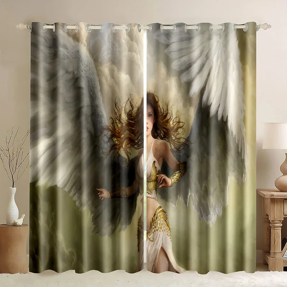 Ангел оконные шторы небо винтажная картина маслом стиль облако ангельский