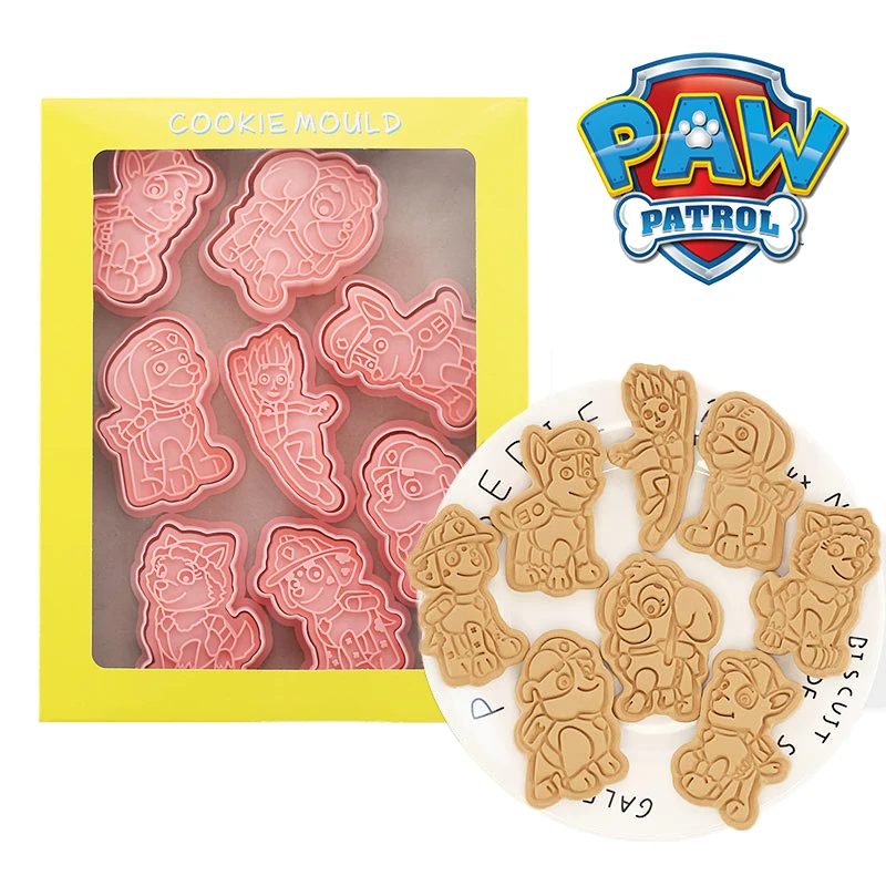 

6-8PCS/Set PAW Patrol Biscuit Mould 3d Cartoon Dog Cookie Cutter Pressable Plastic Kitchen Accessories DIY Party Baking Tools