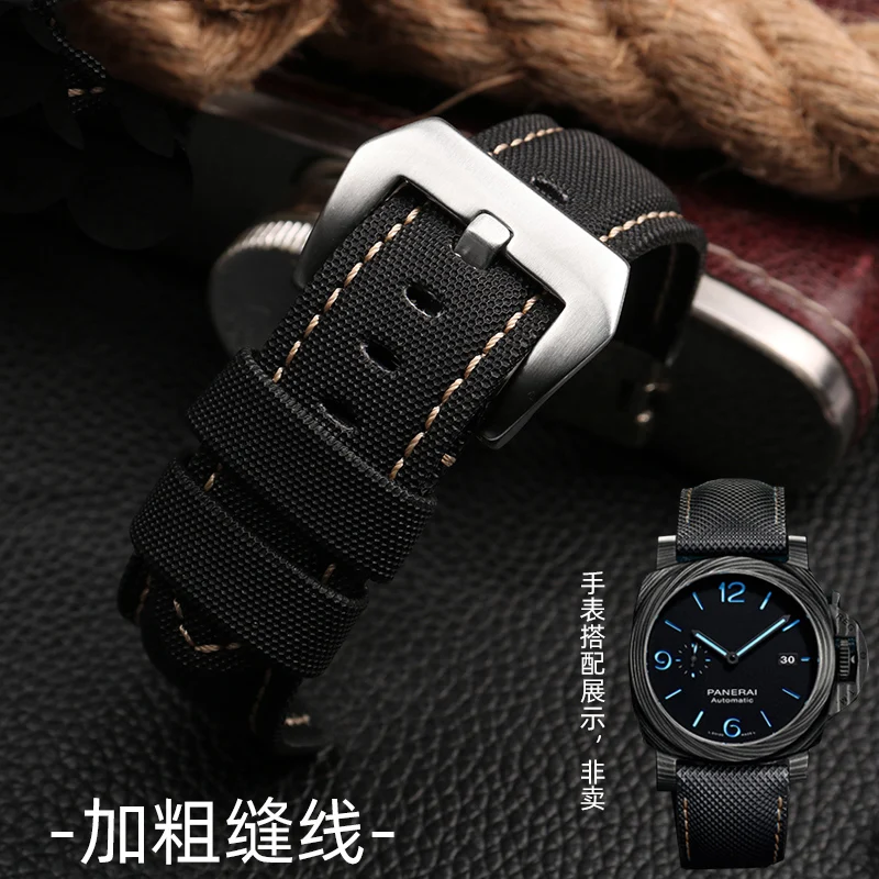 For Panerai PAM441/01661 wristband  Leather Sport Watchband Black Blue Watch Strap Accessories Bracelets 22mm 24mm 26mm