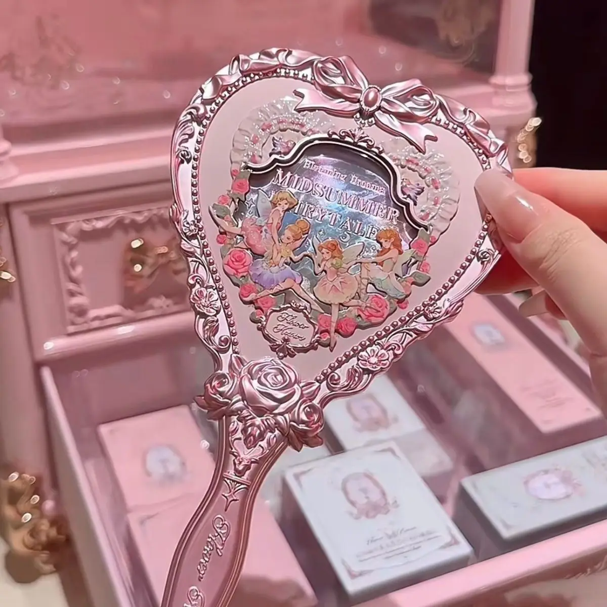 Ручное зеркало с изысканным зеркалом для девушек портативное макияжа подарок