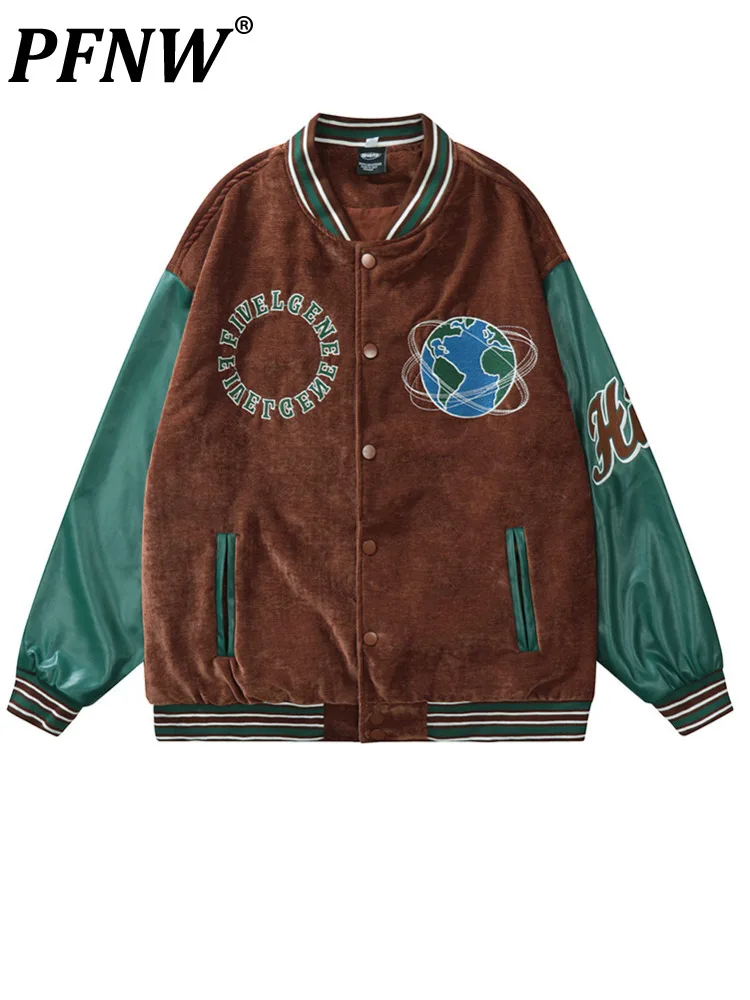 

Мужская куртка с вышивкой PFNW, свободная повседневная куртка в американском стиле, в стиле хип-хоп, с цветной блокировкой и надписью, 12A4462