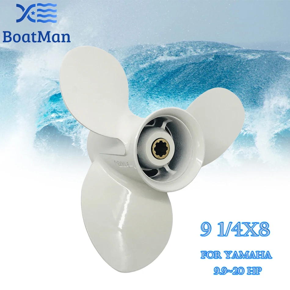 BOATMAN Propeller 9 1/4x8 For Yamaha Outboard Motor 9.9-20HP F9.9 F15 F20 Aluminum 8 Tooth Spline Engine Part 63V-45947-00-EL RH