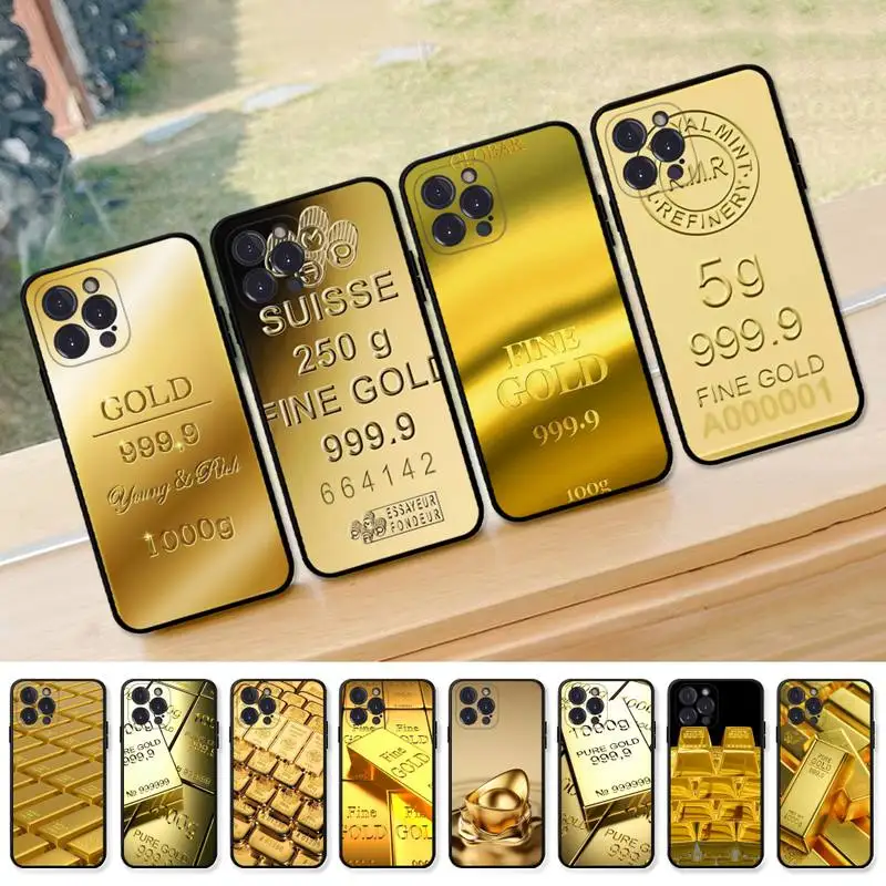 

Switzerland Fine Gold Phone Case for iPhone 13 12 Mini 11 14 Pro Max Xs X Xr 7 8 Plus 6 6s Se 2022 silicone Cover