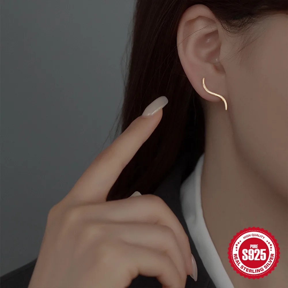 Серьги-клипсы женские из серебра 925 пробы в виде крючка