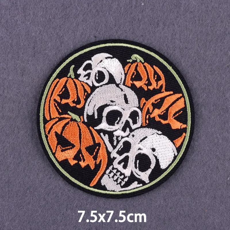 Нашивки с надписью &quotчереп&quot патчи на одежду вышивкой в стиле панк скелет