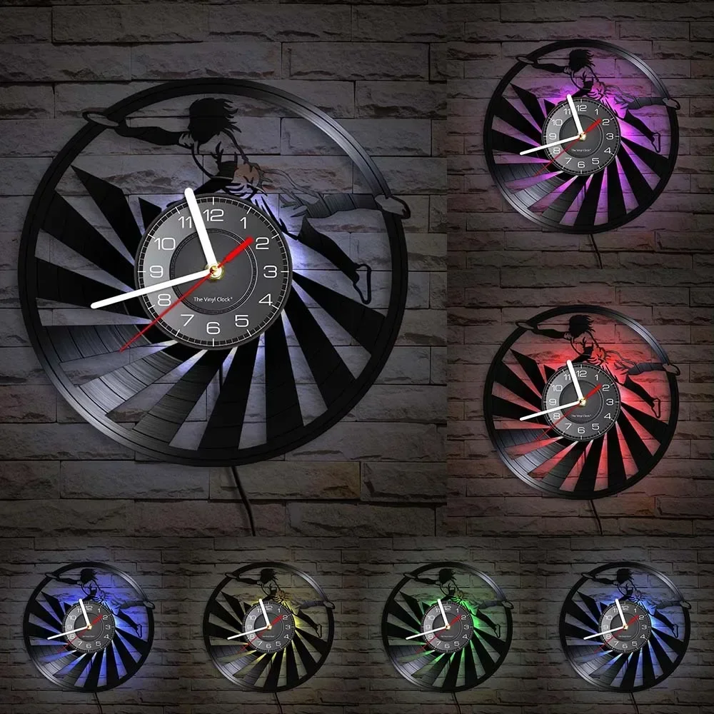 Настенные часы с виниловой пластиной тихие силуэтами игрока Handball для спальни