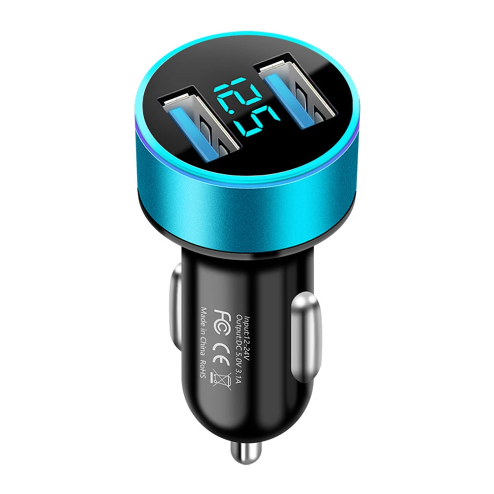 Фото Двойной Переходник USB для зарядки в машине автомобильный прикуриватель LED вольтметр для всех типов мобильный телефон зарядное устройство ... №3