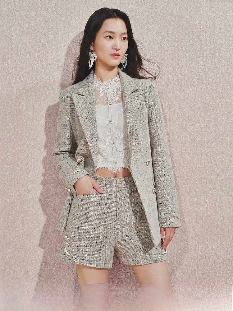 [Памятная тема] Maxrieny изысканная повседневная верхняя одежда с вышивкой бисером