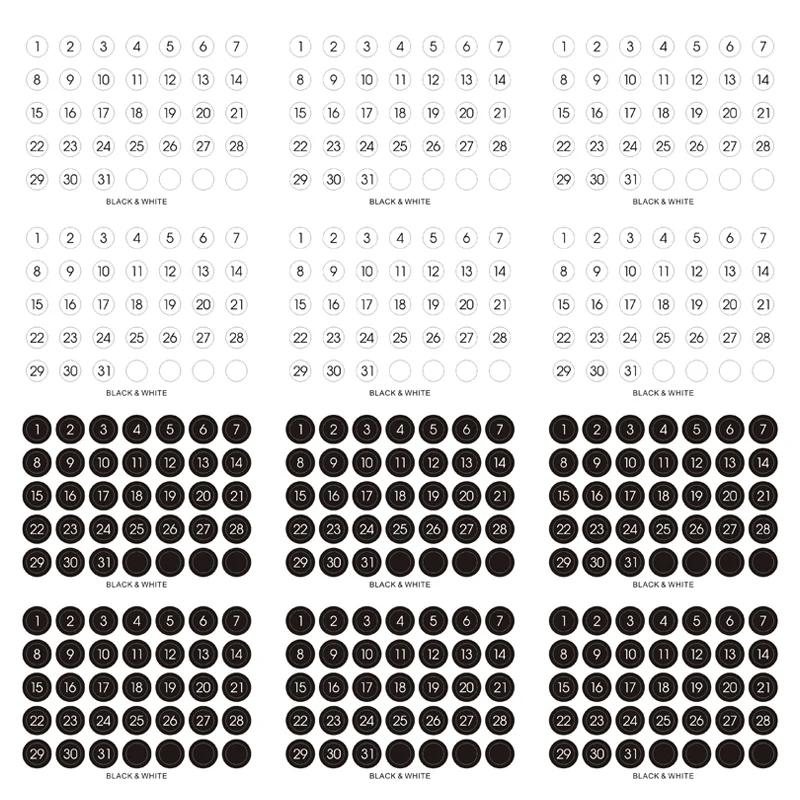 Наклейки Fromthenon круглые номера 365 штук