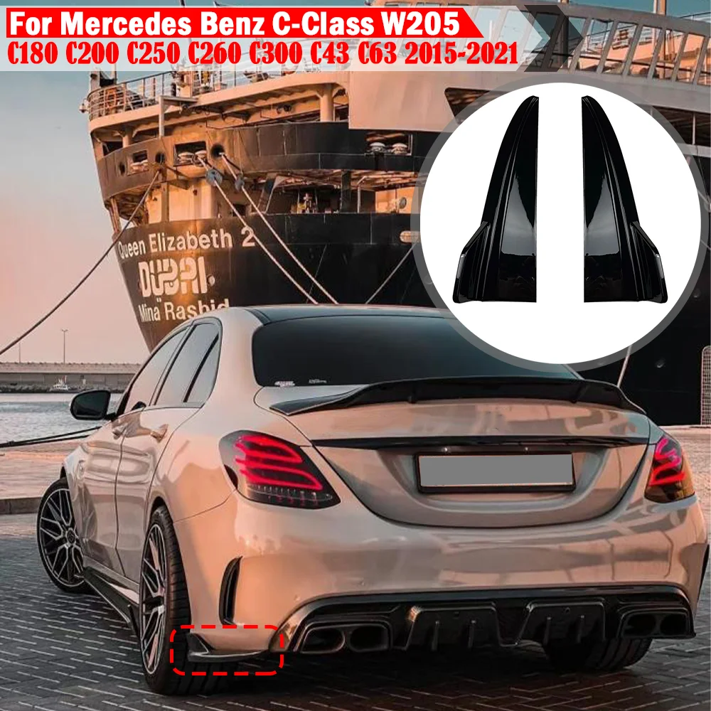 

Car Rear Bumper Splitters Lip Diffuser Aprons Side Guard Protection For Mercedes Benz C-Class W205 C180 C200 C260 C63 2015-2021