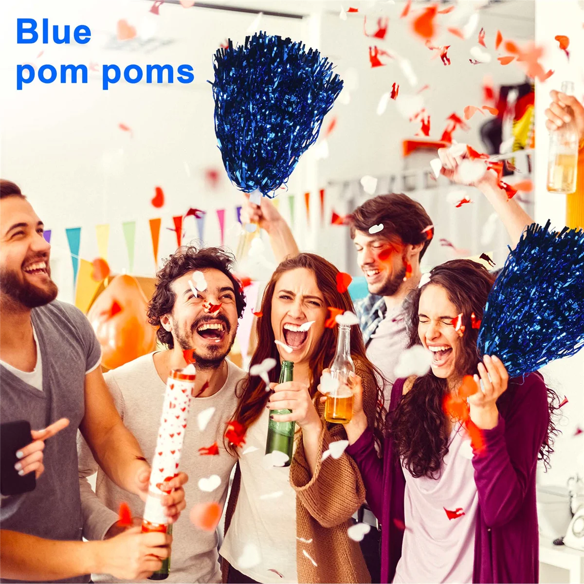 24 шт. помпоны для черлидинга из металлической фольги с пластиковой ручкой