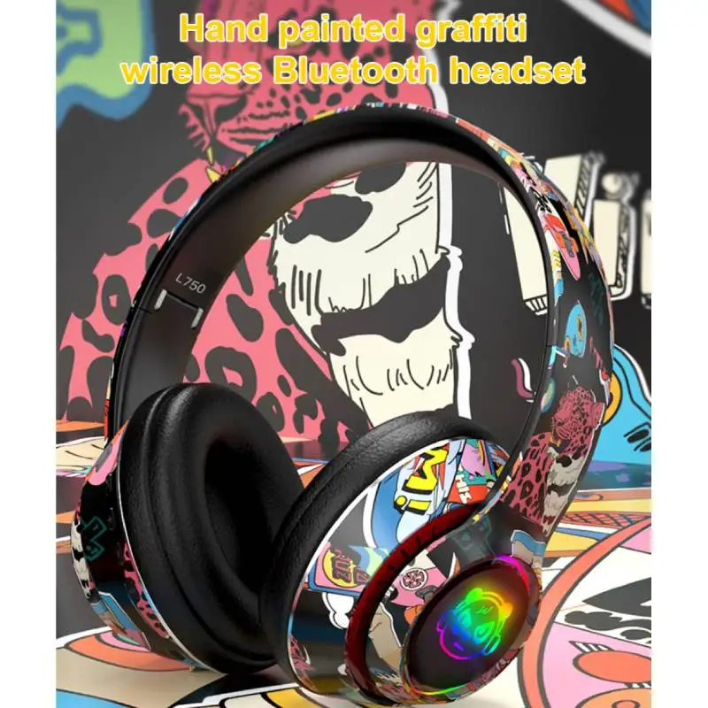 

2023 Bluetooth-compatible Headset Wireless Color Painting Graffiti Music Headset With Microphone MP3 Player New Fashion