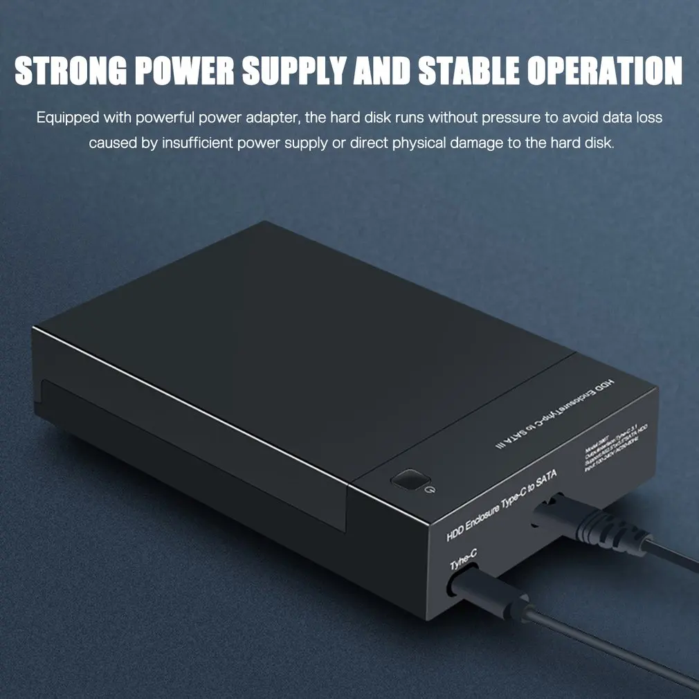 3.5 inch USB-C TO SATA External Hard Drive Enclosure 12V/2A Power Adapter HDD Case 10Gbps Built-in Power Supply Hard Disk Base