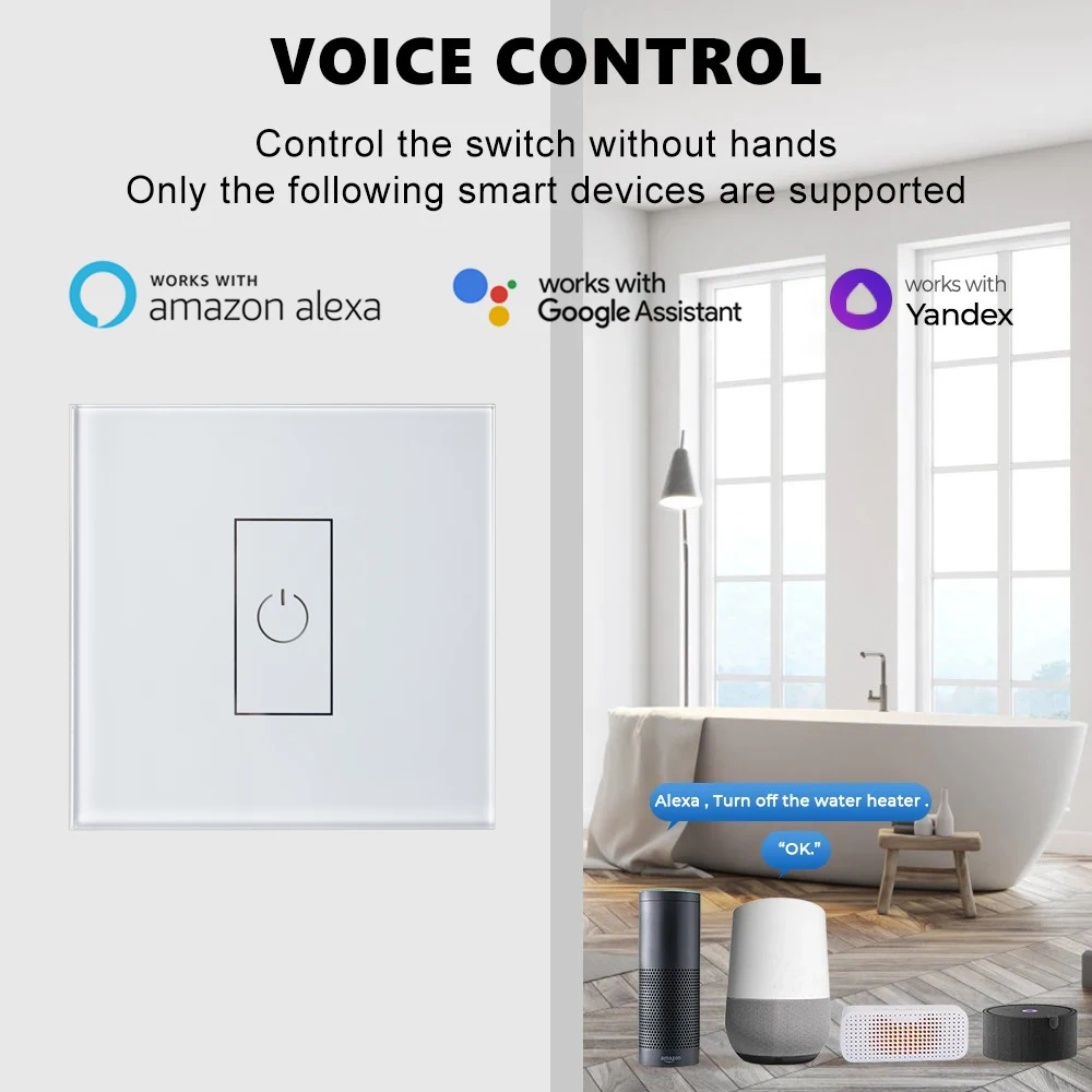 Фото Tuya Smart WiFi 40A Выключатель высокой мощности для водонагревателя, котла, кондиционера, управления приложением работает с Alexa Google Home №3