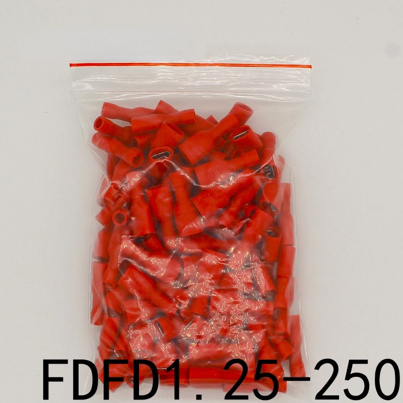 

FDFD1-250 FDFD1.25-250 insulating Female Insulated Electrical Crimp Terminal Connectors Cable Wire Connector 100PCS/Pack FDFD