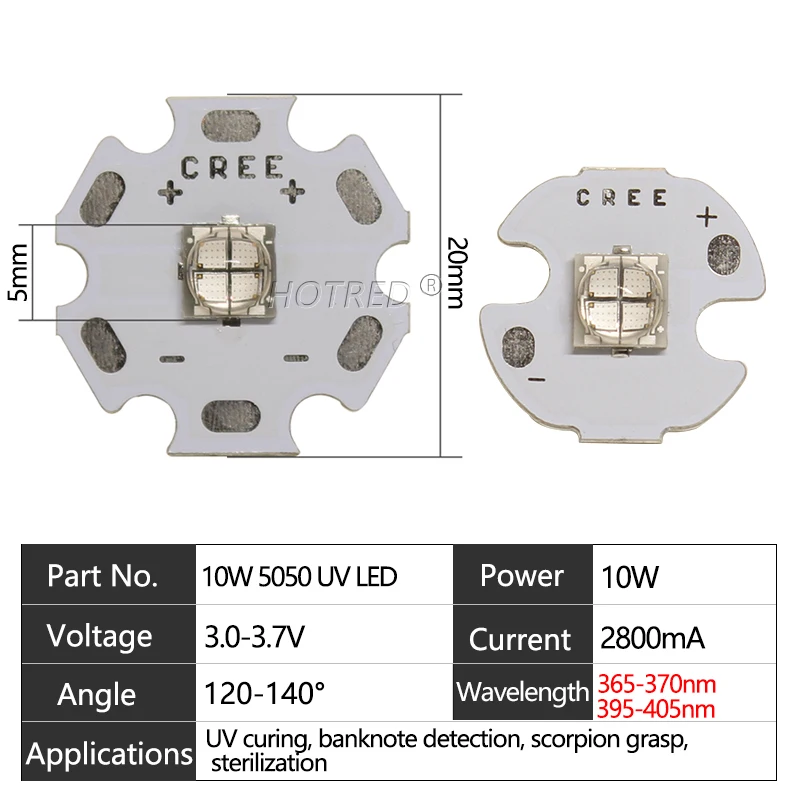 UV LED лампа HotRed 3W 5W 10W фиолетовая