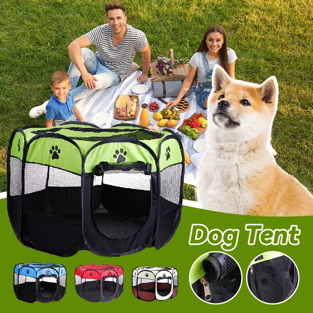 

2023NEW Portable Folding Pet Tent Octagonal Cage for Outdoor Big Dogs House Foldable Tent Oxford Fabric Durable E2S